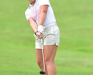 CANFIELD, OHIO - JULY 7, 2015: Olivia Taylor of Girard follows through on her putt on the 10th hole Tuesday afternoon at Diamondback during a Vindy Greatest Golfer qualifying Tournament. DAVID DERMER | THE VINDICATOR