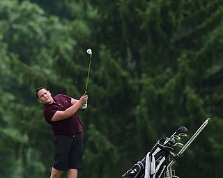 CANFIELD, OHIO - JULY 7, 2015: Andrew Murphy of Canfield chips onto the green from the fairway on the 13th hole Tuesday afternoon at Diamondback during a Vindy Greatest Golfer qualifying Tournament. DAVID DERMER | THE VINDICATOR
