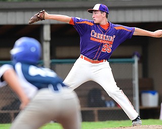STRUTHERS, OHIO - JULY 8, 2015: Pitcher Eric Sapp #25 of Creekside throws a pitch in the 2nd inning during Wednesday nights Little B championship game at Cene Park.