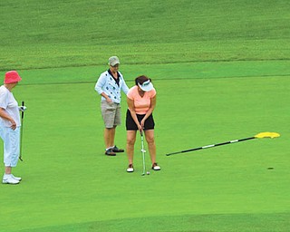 SPECIAL TO THE VINDICATOR
The fourth annual Fight for Zero Women’s Golf Classic on June 20 attracted 67 participants in support of the Crisis Shelter of Lawrence County. The shelter empowers and advocates for those affected by domestic violence, sexual assault and other violent crimes and inspires and educates citizens to create safer communities and break the cycle of violence. From left are Janet Verone, Ina Orr and Julieanne Marchetto eyeing the ninth hole at Del-Mar Golf Course in Wampum, Pa.
