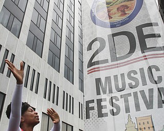 William DLewis The Vindicator Tammy Hale, a member of the Kigndon Dancers performing during 2015Gospel Festival in downtown Youngstown Sunday 7-12-15.