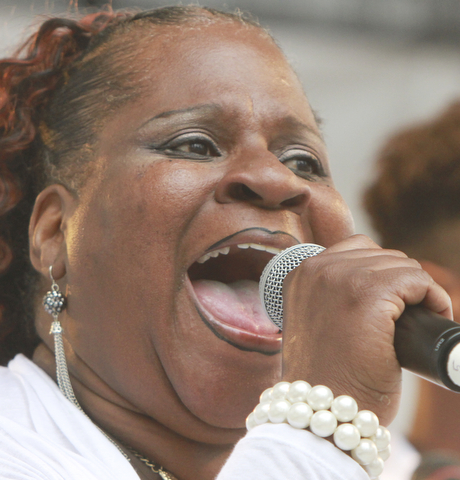 William DLewis The Vindicator  Fay Roberts, a member of the Emancipation Choir sings during 2015Gospel Festival in downtown Youngstown Sunday 7-12-15.