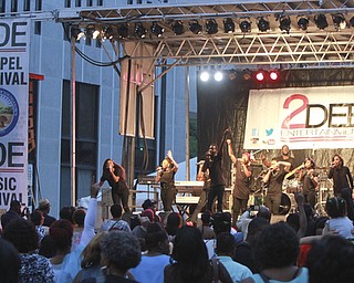 William DLewis The Vindicator  Tye Tribbett performs during 2015Gospel Festival in downtown Youngstown Sunday 7-12-15.
