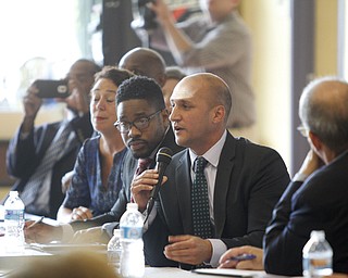        ROBERT K. YOSAY  | THE VINDICATOR..State Sen. Joe Schiavoni  state Rep. Michele-Lepore-Hagan, Mayor John A. McNally will hosted a meeting  William Holmes McGuffey Elementary School to discuss the Youngstown plan legislated for city schools recovery.  ..