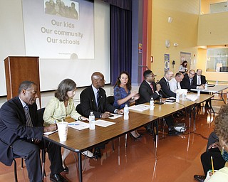        ROBERT K. YOSAY  | THE VINDICATOR..State Sen. Joe Schiavoni  state Rep. Michele-Lepore-Hagan, Mayor John A. McNally will hosted a meeting  William Holmes McGuffey Elementary School to discuss the Youngstown plan legislated for city schools recovery.  ..
