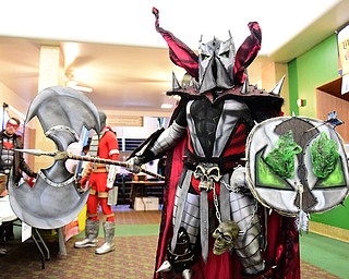WARREN, OHIO - JULY 18, 2015: Michael Wilson of Youngstown poses for a picture while wearing a Spawn cosplay costume Saturday afternoon at Packard Music Hall during All-Americon 6. DAVID DERMER | THE VINDICATOR.