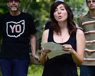 YOUNGSTOWN, OHIO - JULY 25, 2015: Allison Davis gives the opening remarks during a Save the Lakes event Saturday afternoon at Mill Creek Park. DAVID DERMER | THE VINDICATOR