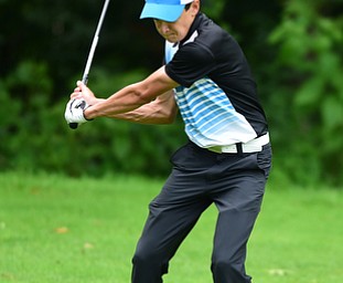 HERMITAGE, PENNSYLVANIA - JUNE 19, 2015: Chris Austalosh of Campbell tees off on the 5th hole Friday morning at Tam O' Shanter during the Vindy Greatest Golfer junior qualifier. DAVID DERMER | THE VINDICATOR