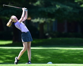 WARREN, OHIO - JULY 16, 2015: Jenna Jacobson of Poland tees off on the 3rd hole Thursday afternoon during a Vindy Greatest Golfer qualifying Tournament. DAVID DERMER | THE VINDICATOR