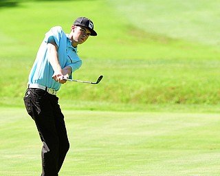 WARREN, OHIO - JULY 16, 2015: Bryan Oatridge follows through on the 14th hole Thursday afternoon during a Vindy Greatest Golfer qualifying Tournament. DAVID DERMER | THE VINDICATOR