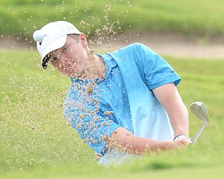 Jeff Lange | The Vindicator  JULY 26, 2015 - Brian Terlesky of Boardman watches his shot onto the green through a wall of sand during Sunday's tournament in Howland.