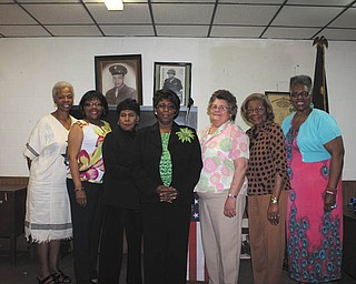 SPECIAL TO THE VINDICATOR
VFW Donald Lockett Post 6488 Ladies Auxiliary recently installed officers at the post home, 2065 Coitsville Hubbard Road, Youngstown. From left are Ida M. Carter, senior vice president; Valerie Turner-Beal, conductress; Jessie Copeland, junior vice president; Sandra Smith-Graves, president; Candy Brooks, installing officer; Katherine Williams, chaplain; and Geraldine Crenshaw, secretary. Not pictured are Dominique Graves-Robinson, treasurer, and Stacey Adger, guard.