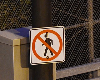 Do Not Cross at the just before the Marshall Street Bridge as seen from The Vindicator rooftop.