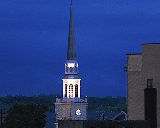 The tower of the First Presbyterian Church on Wick Avenue as seen from the rooftop of The Vindicator.