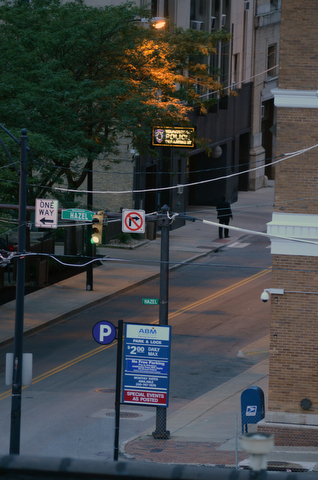 Navigating the streets of Youngstown is easier once you get the hang of the occasional one way streets. Here the Hazel Street sign shows drivers the easy route to the main strip (W. Federal).