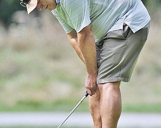 Jeff Lange | The Vindicator  AUGUST 21, 2015 - Barry Piper of Cortland reacts as his putt stops just short of the hole during Friday afternoon's Greatest Golfer of the Valley tournament held at Mill Creek Golf Course.