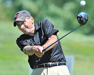Jeff Lange | The Vindicator  AUGUST 23, 2015 - Dominic Vechiarelli of Youngstown tees off on No. 7 at the Lake Club in Poland, Sunday afternoon during the Greatest Golfer of the Valley tournament.