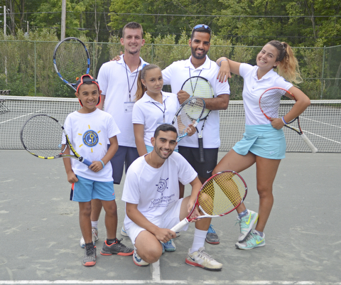 Katie Rickman | The Vindicator.Students and staff from the Israeli Tennis Center visits the valley at Youngstown Country Club from left Loui Mussa 10 from Beit Safafa, Moty Rodionov 18 of from Russia (now Israel), Valerie Ayelov 11 of Tel Aviv, Badia Karkabi Assistant Coach from Haifa, Shir Hornung 18 of Yokneam and Yossi Dahan 18 of Ramat Hasharon. The students and staff performed during an exhibition at the country club.