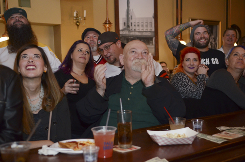 Katie Rickman | The Vindicator.The bar at Royal Oaks was filled with locals excited to catch the premiere of Bar Rescue Sunday evening. A man reacts as he watches the show.