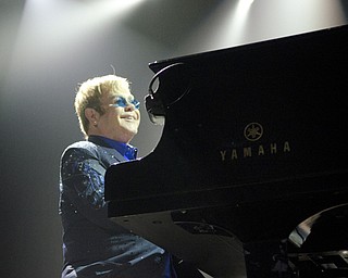 Katie Rickman | The Vindicator.Elton John performs during his intro at the Covelli Center Saturday, February 1, 2014