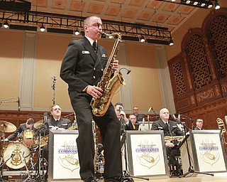 William D Lewis The Vindicator  US Navy Band Commodores Jazz Ensemble saxophonist Luis Hernandez of Miami plays during a 10-26-15 concert at Stambaugh auditoriun in Youngstown.