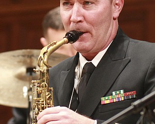 William D Lewis The Vindicator  US Navy Band Commodores Jazz Ensemble saxophoneist William Mulligan of Columbusplays during a 10-26-15 concert at Stambaugh auditoriun in Youngstown.