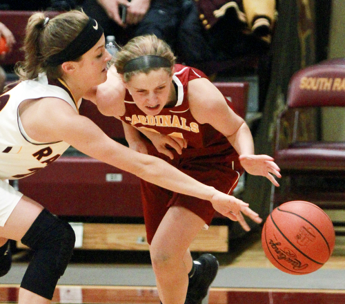 William D Lewis The vindicator SR's Morgan Czopur(20) tries to steal the ball from Mooney's Kelly Williams(24) during action 12-3-15 at SR.