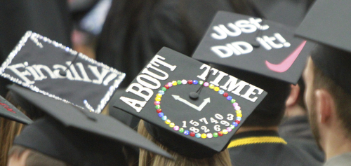 William D. Lewis the Vindicator Mortar boards carried a variety of messages during 12132015 ysu commencement.