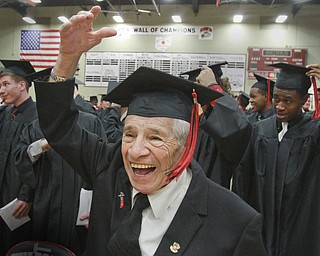 William D Lewis  Ray Ornelas reacts after being awarded a diploma Sunday 06072015  at Struthers HS graduation. He was one of several veterans awarded diplomas. They did not graduate with their classes because of military service.