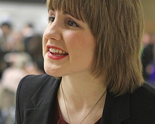 Rosie Bresson of Canfield High School acts our a dramatic reinactment of the Cleveland kidnappings titled "Finding Me" in the cafeteria of Canfield High School during a Speech and Debate competition on Saturday morning.  Dustin Livesay  |  The Vindicator  1/9/16  Canfield.