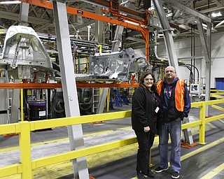       .   ROBERT K. YOSAY  | THE VINDICATOR..Michele Lambert and Robert Morales.. with the new 2016 unibody ..GM Lordstown - as it ramps up to the New Generation Cruise 2016 in February....--30-...