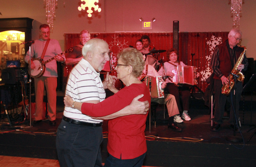 William D Lewis the Vindicator  Paul Karabin of Hubbard and Helen Mayorga of Boardman dance during a Polka Jam session at Kuzman's  in Girard Friday 1-15-2016. The weekly event gives musicians and fans of polka music and opportunity to enjoy themselve