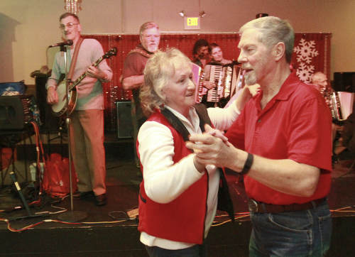 William D Lewis the Vindicator  George Heffner of Maryland and Pat daugherty of Newton Falls dance during a Polka Jam session at Kuzman's  in Girard Friday 1-15-2016. The weekly event gives musicians and fans of polka music and opportunity to enjoy themselves.