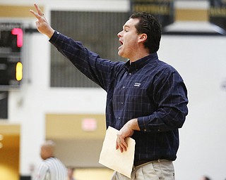 Fitch head coach Brian Beany yells down court during their game against Harding at Harding High School, Friday, Jan. 22, 2016, in Warren, Ohio. Alex Slitz for The Vindicator