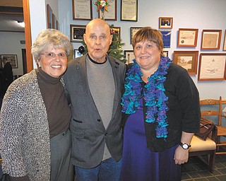 SPECIAL TO THE VINDICATOR
Palmy Chapter 114, Order of the Eastern Star, met for a potluck dinner and meeting Jan. 6 when special guests were welcomed and pin awards were presented. Laurie Shaw, left in the first photo below, director of the Back Door Pantry at Palmyra United Methodist Church, was introduced by Worthy Matron Kristy Woodford. Shaw discussed how the pantry feeds individuals in Southeast School District and other nearby communities. The Palmy Chapter has supported the pantry since 2005 with donations of money and non-perishable food items. During the organization’s meeting, Past Matron and Grand Representative of Nevada in Ohio Betty Coss, at left in the last photo, escorted to the Altar of the Chapter room, presented a 50-year pin and gave Grand Honors to Past Matron Marjorie Aemmer. The meeting also marked Aemmer’s 89th birthday. Aemmer and her late husband Warren were initiated on April 20, 1966, and served the chapter as Worthy Matron and Patron, respectively, in 1975. After the Jan. 6 meeting, Anne Cooper, at left in the above photo, presented her husband Joseph Cooper with a 25-year pin; he was escorted by his daughter, Conductress Beth Cooper, right. Joseph Cooper was initiated March 6, 1996. Anne and Joseph Cooper served the chapter as worthy matron and patron in 1995.