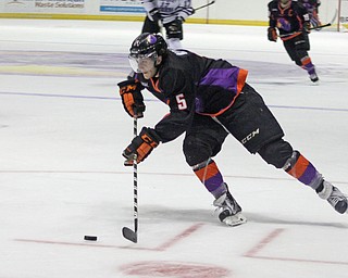 Youngstown Phantoms Defensemen Vas Kolias (5) finds and open lane to the goal during the first period of Friday nigths matchup against the Tri-City Storm at the Covelli Center in downtown Youngstown.  Dustin Livesay  |  The Vindicator  2/5/16  Covelli Center.