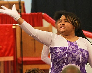 William D Lewis the Vindicator April Perez, a member of the mime ministry at Beulah Baptish church performs during a talent show/black history program at her church in youngstown sunday 2-7-16.