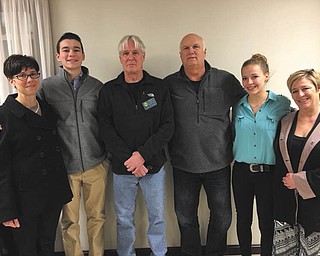 SPECIAL TO THE VINDICATOR | Berlin Ellsworth Ruritan Club is sponsoring three Western Reserve High School sophomores to attend Leadership Mahoning Valley, a youth program for Mahoning and Trumbull county high school sophomores and juniors who have demonstrated leadership potential within their schools and communities. Each Wednesday for four months, LMV students learn about health care, social services, business opportunities and other challenges that local governments face while also practicing constructive leadership, responsible community participation and the development of networking skills. The three sponsored students, Abigail Sudano, Dominic Velasquez and Alexis Hughes, recently attended the Ruritan’s January meeting to thank members for the opportunity to participate in LMV. Sharon Velasquez, left, and her son Dominic joined Ruritan president Lee Fowler, WRHS principal Doug McGlynn along with Sudano with her mother, Jennifer Lalime, after the meeting. Hughes is not pictured.