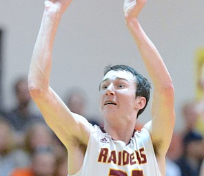 Jeff Lange | The Vindicator  FRI, FEB 12, 2016 - South Range's Anthony Ritter looks to the basket for three in the second half of the Raiders' game against Springfield at South Range High School on Friday.