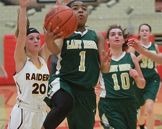 William D Lewis The Vindicator Ursuline's Dayshanette HArris(1) shoots past SR'sMorgan Czopur(20)