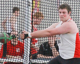 William D Lewis the vindicator  YSU's Connor Neu competes in weight throw 2-27-16.