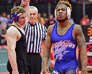 COLUMBUS, OHIO - MARCH 3, 2016: Isiah Jackson of Fitch walks off the mat after being defeated by Alec Forrer of Grafton Midview after their 170lb Division I championship bracket bout Thursday night at Schottenstein Center. DAVID DERMER | THE VINDICATOR