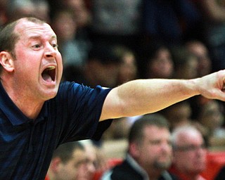 William d Lewis the Vindicator  McDonald's coach Jeff Rasile reacts after McDonald defeated wellsvile 3-4-16 at Struthers.