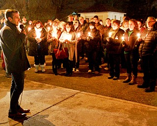 William d Lewis the vindicator Ryan Mills,a friednd of pitts,the more than 200 people who gathered 3-5-16 on Orchard Ave in Hubbard for vigil to remember Cody Pitts who was murdered near tht site.
