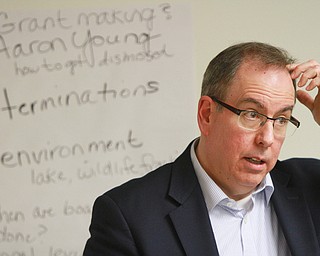 William d Lewis The vindicator Bill Adams, speaks at a public meeting Monday 3-7-16 concerning recent Mill Creek PArk happenings. About 200 people attended the event.