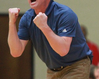 William D. Lewis The Vindicator  McDonald'scoach Jeff Rasile during McDonald's loss to Lutheran East in Canton 3-8-16.