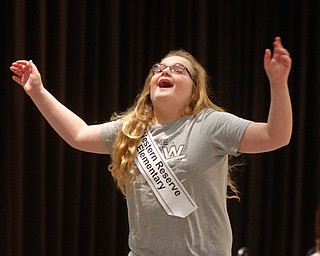      ROBERT K. YOSAY  | THE VINDICATOR..YEP its right -  Western Reserve Elementary Lorelai huff  reacts to the right spelling..THE VINDICATOR 83rd Regional Spelling Bee  at YSU Kilcawley Room...--30-...