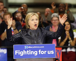      ROBERT K. YOSAY  | THE VINDICATOR..Former Secretary of State Hillary Clinton with Sherrod Brown and Congressman Tim Ryan  at M7 Technologies. ..--30-...     ROBERT K. YOSAY  | THE VINDICATOR..Former Secretary of State Hillary Clinton with Sherrod Brown and Congressman Tim Ryan  at M7 Technologies. ..--30-...