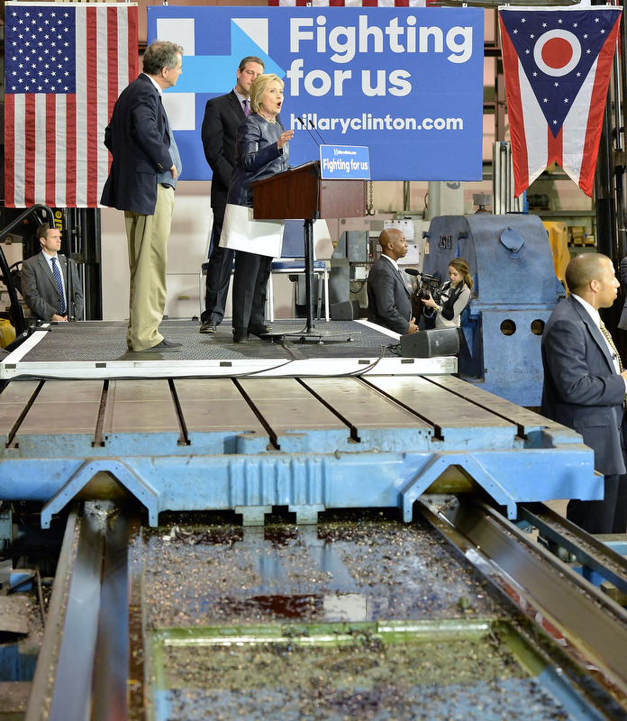Jeff Lange | The Vindicator  SAT, MAR 12, 2016 - Democratic presidential candidate Hillary Clinton speaks during her campaign rally in Youngstown Saturday night.