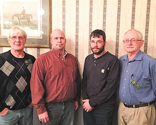 SPECIAL TO THE VINDICATOR | At a recent meeting at A La Cart Catering in Canfield, the Berlin Ellsworth Ruritans welcomed its newest members, Brian Devine and James Gatto. Devine, of Canfield, is a financial representative at Western and Southern Life. Gatto is a transmission line supervisor with The Illuminating Co. in Cleveland, and is a lifelong resident of Berlin Center. Club president Lee Fowler, left, welcomed Devine and Gatto with vice president John Bates. For information on joining the Ruritans, ask any member or call Denny Furman at 330-565-3365.
